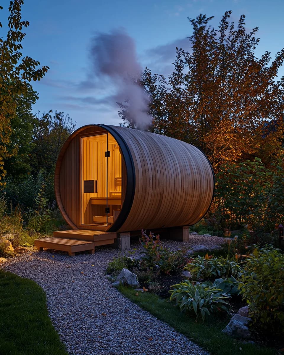Fasssauna im Garten