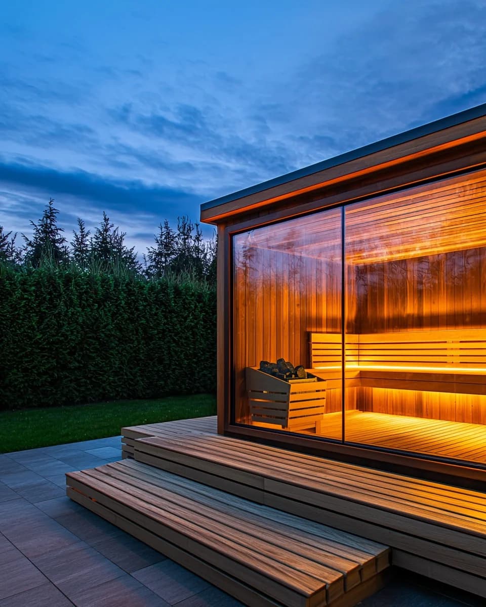 Gartensauna mit Panoramafenster